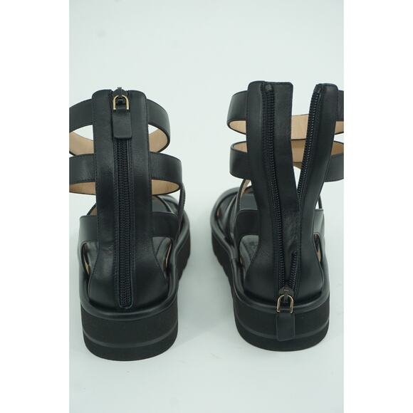 Stuart Weitzman Black Gala Lift Gladiatior Strappy Sandal SZ 37 $495 Lug Sole - Picture 8 of 11